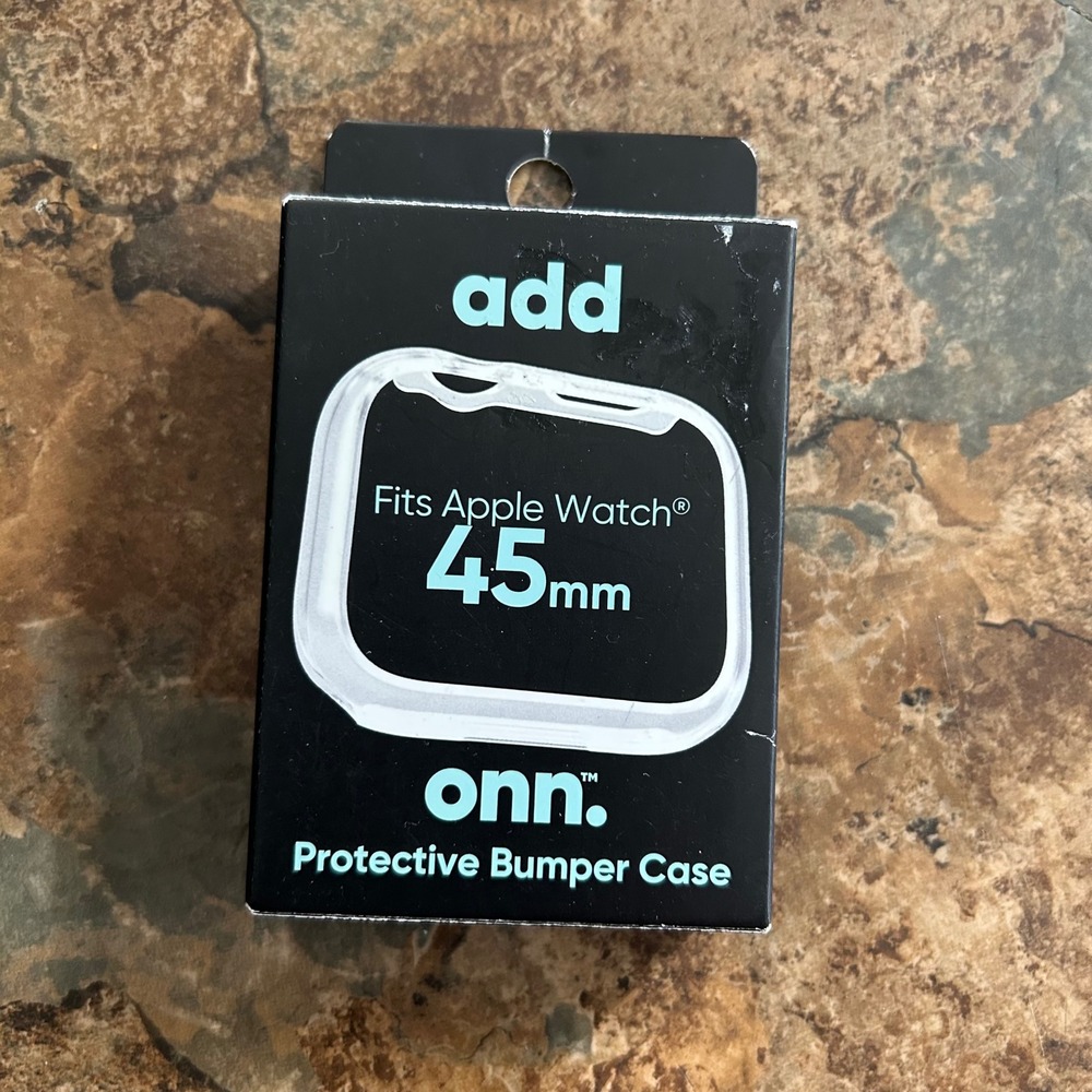 Onn. Protective Bumper Case For Apple Watch 45mm Clear Plastic